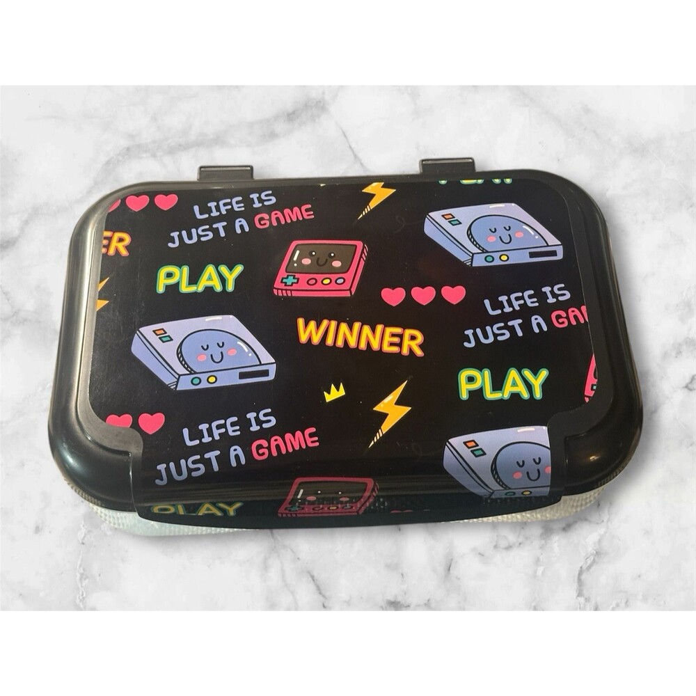Zipit Pen & Pencil Case Adorable Retro Life Is Just A‎ Game New